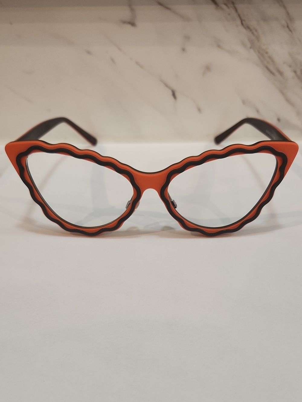 Pinup Rockabilly Cateye Orange & Black Halloween Blue Light Glasses Voogue Me